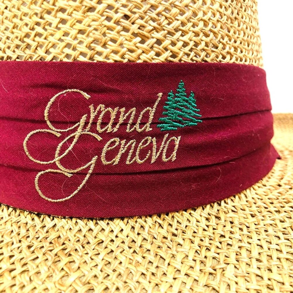 VTG Firethorn GRAND GENEVA Wide Brim Straw Hat L/XL Made In The USA Unisex - Picture 2 of 7
